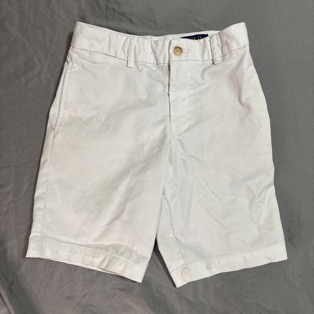 Polo Ralph Lauren Boys Size 10 White Embroidered Logo Dress Chino Shorts
